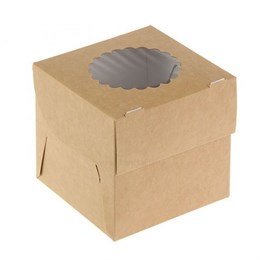 Коробка на 1 капкейк, крафт, 10 х 10 х 10 см
