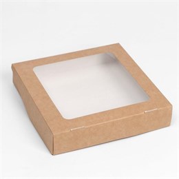 Коробка крафт с окном 20х20х4,5 см