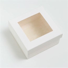 Коробка складная, крышка-дно,с окном, белая, 10 х 10 х 5 см